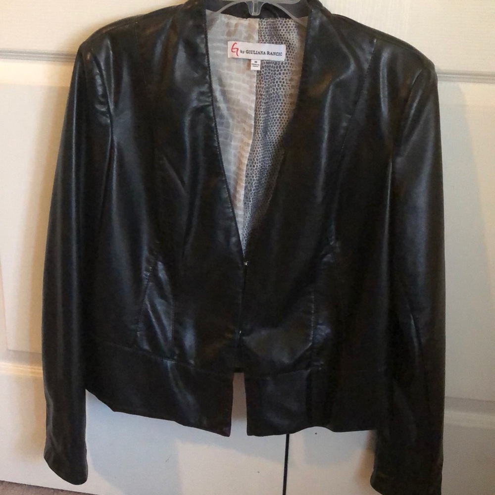 Faux Leather  Black Crop Jacket